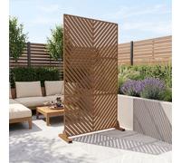 casa.pro Paravent Brise-Vue Kekan Séparateur d'Espace pour Extérieur Intérieur avec Motif à Chevrons Résistant Jardin Terrasse Balcon Salon Acier Galvanisé 180 x 90 x 40 cm Marron
