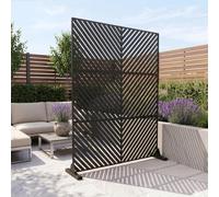 casa.pro Paravent Brise-Vue Kekan Séparateur d'Espace pour Extérieur Intérieur avec Motif à Chevrons Résistant Jardin Terrasse Balcon Salon Acier Galvanisé 180 x 120 x 40 cm Noir
