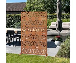 casa.pro Paravent Cloison de Séparation Brise-Vue Clôture Décorative Esthétique pour Extérieur Intérieur Délimitation d'Espaces Protetction Soleil Acier Corten 180 x 120 x 40 cm Rouille