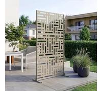 casa.pro Paravent Clôture Cloison de Séparation pour Extérieur et Intérieur Séparateur Idéal pour Jardin Terrasse Patio Salon Studio Acier Galvanisé 180 x 90 x 40 cm Beige Ail