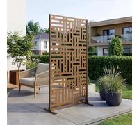 casa.pro Paravent Clôture Cloison de Séparation pour Extérieur et Intérieur Séparateur Idéal pour Jardin Terrasse Patio Salon Studio Acier Galvanisé 180 x 90 x 40 cm Marron
