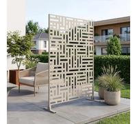 casa.pro Paravent Clôture Cloison de Séparation pour Extérieur et Intérieur Séparateur Idéal pour Jardin Terrasse Patio Salon Studio Acier Galvanisé 180 x 120 x 40 cm Beige Ail