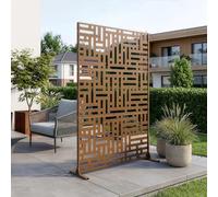 casa.pro Paravent Clôture Cloison de Séparation pour Extérieur et Intérieur Séparateur Idéal pour Jardin Terrasse Patio Salon Studio Acier Galvanisé 180 x 120 x 40 cm Marron