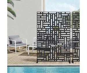 casa.pro Paravent Clôture Cloison de Séparation pour Extérieur et Intérieur Séparateur Idéal pour Jardin Terrasse Patio Salon Studio Acier Galvanisé 180 x 120 x 40 cm Noir