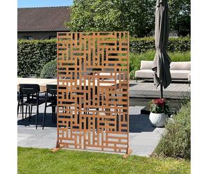 casa.pro Paravent Clôture Cloison de Séparation pour Extérieur et Intérieur Séparateur Idéal pour Jardin Terrasse Patio Salon Studio Acier Galvanisé 180 x 120 x 40 cm Noir