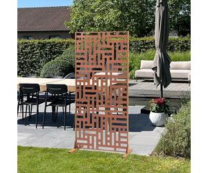 casa.pro Paravent Clôture Cloison de Séparation pour Extérieur et Intérieur Séparateur Idéal pour Jardin Terrasse Patio Salon Studio Acier Galvanisé 180 x 90 x 40 cm Rouille