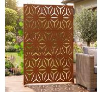 casa.pro Paravent Kilsturd Cloison de Séparation 180 x 120 x 40 cm Clôture Décorative Esthétique pour Extérieur et Intérieur Délimitation d'Espaces Jardin Terasse Acier Marron
