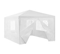 [casa.pro] Pavillon de Jardin Toit Imperméable Tente de Fête Extérieur Tonnelle de Jardin Auvent Plage Camping Réception Cadre en Acier Robuste Résistant UV Polyétylène Blanc 400 x 300 x 255 cm