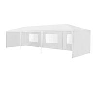 [casa.pro] Pavillon de Jardin Toit Imperméable Tente de Fête Extérieur Tonnelle de Jardin Auvent Plage Camping Réception Cadre en Acier Robuste Résistant UV Polyétylène Blanc 900 x 300 x 255 cm
