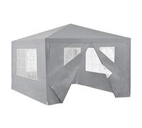 [casa.pro] Pavillon de Jardin Toit Imperméable Tente de Fête Extérieur Tonnelle de Jardin Auvent Plage Camping Réception Cadre en Acier Robuste Résistant UV Polyétylène Gris Foncé 400 x 300 x 255 cm