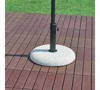 casa.pro Pied de Parasol Rond avec Adaptateurs 34 39 49 55 mm Fixation Facile Couche de Protection Résistant aux Intempéries Béton Fer Plastique 45 x 6 cm Aspect Pierre Blanc