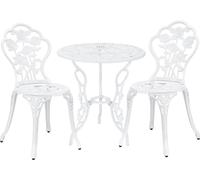 Kit de Bistrot Wakefield Table et Chaises Vintage Fonte Aluminium Blanc Brillant [casa.pro]