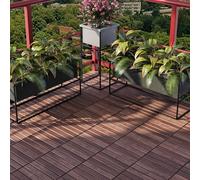 casa.pro Set de 10 Dalles en Bois avec 6 Lattes Décoratives Carreaux à Clipser Résistants pour Terrasse Balcon Jardin Sauna Piscine Bois d'Acacia Surface Totale 0,9 m² Marron