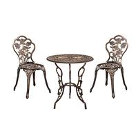 casa.pro Set de Bistrot Style Vintage Ensemble de Table et de Chaises de Jardin Terrasse Patio Stable Résistant aux Intempéries Design Classique en Fonte Aluminium Effet Bronze