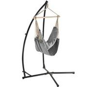 [casa.pro] Siège Suspendu Fauteuil Suspendu Chaise Hamac avec Cadre Coton Polyester Métal Fritté Gris et Noir 100 x 100 cm G