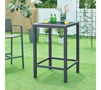 casa.pro Table Haute de Jardin Table de Bar Élégante pour Extérieur Terrasse Balcon avec Plateau Amovible Rectangulaire Verre Trempé Aluminium 108 x 70 x 70 cm Anthracite