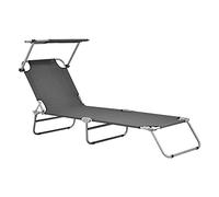 Transat avec Pare-Soleil Argozelo Inclinable Acier Polyester Argenté Mat Gris Foncé [casa.pro] Gris G