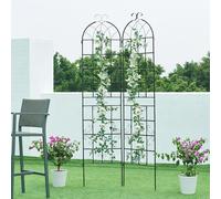 casa.pro Treillis de Jardin en Set de 2 Pièces Lot de 2 Supports pour Plantes Grimpantes Style Romantique Flexible Extensible Facile à Planter Extérieur Acier 220 x 102 cm Noir