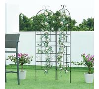 casa.pro Treillis de Jardin en Set de 2 Pièces Lot de 2 Supports pour Plantes Grimpantes Style Romantique Flexible Extensible Facile à Planter Extérieur Acier 180 x 102 cm Noir
