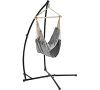 [casa.pro] XXL chaise suspendue avec support Gris 205x110cm châssis indépendant chaise suspendue siège suspendu balancelle hamac capacité de charge jusqu'à 130kg