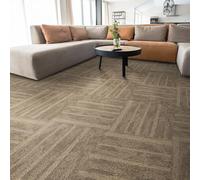 casa pura Dalle de Moquette pour Intérieur - 1m² / 3m² ou 6m² | Moquette Auto-Portante | Revêtement de Sol en carreau 50x50 cm | Robuste Isolant (Beige Zürich, 4 Pièces - 1m²)