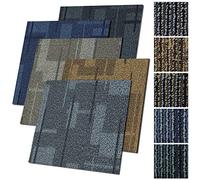 casa pura Dalle de Moquette pour Intérieur - 1m² / 3m² ou 6m² | Moquette Auto-Portante | Revêtement de Sol en carreau 50x50 cm | Robuste Isolant (Bleu Andorra, 4 Pièces - 1m²)
