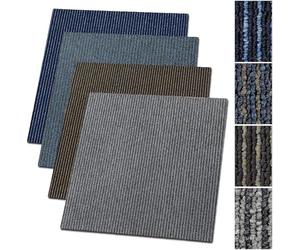 Casa Pura® Dalles de moquette Bohemia 50x50 cm auto-ajustable - Ensemble de 6 m² - Revêtement de sol en moquette résistant avec velours de haute qualité - Antistatique avec dos en bitume (Bleu