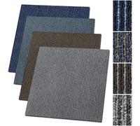 Casa Pura® Dalles de moquette Bohemia 50x50 cm auto-ajustable - Revêtement de sol en moquette résistant avec velours de haute qualité - Antistatique avec dos en bitume (Gris anthracite, 1 pièce)