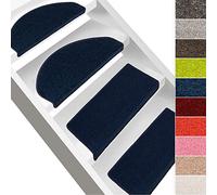 casa pura | Dynasty Velours | Marchettes d'escalier Velours antidérapantes | Sécuriser Vos marches, Dos avec Surface adhésive| Fabriqué en Allemagne | Bleu, Rectangulaire 1 Pièces