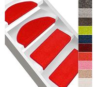 casa pura | Dynasty Velours | Marchettes d'escalier Velours antidérapantes | Sécuriser Vos marches, Dos avec Surface adhésive| Fabriqué en Allemagne | Rouge, Rectangulaire 1 Pièce