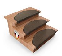 casa pura | Dynasty Velours | Marchettes d'escalier Velours antidérapantes | Sécuriser Vos marches, Dos avec Surface adhésive| Fabriqué en Allemagne | Terra, Semi-Circulaire 15 Pièces