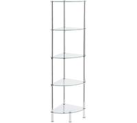 casa pura - Étagère d'angle en acier chromé et verre de sécurité - Desserte de rangement pour salle de bain Cuisine Bureau Salon Chambre - charge max.35 kg - 5 tablettes 30 L x 30 P x 134 H cm - Diana