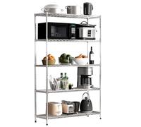 casa pura - Étagère de Rangement en Acier chromé - Rayonnage Hauteur réglable - Idéale pour Cave Garage Cuisine Bureau - Charge Max.750 kg Montage Facile 5 tablettes 90 L x 45 P x 200 H cm - Himalaya