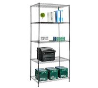 casa pura - Étagère de Rangement en métal - Rayonnage Hauteur réglable - Idéale pour Cave Garage Cuisine Bureau - Charge Max.250 kg Montage Facile 4 tablettes 90 L x 60 P x 200 H cm - Rocky Noir