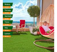 casa pura Gazon artificiel en 6 hauteurs, naturellement doux, aspect gazon véritable, tapis de gazon artificiel Riviera, 14 mm, perméable à l'eau et aux UV, pour jardin, terrasse, décoration, 100 x