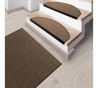 casa pura Marchette d'Escalier en Sisal Naturel - Tapis de Marche Antidérapant Bordure en Coton - Protection Élégante Durable pour Marches - Nez de Marche escalier (Sylt, Demi-Lune 24x65 cm, Marron)