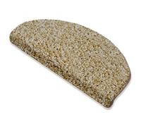 casa pura Marchette Escalier Antidérapante - Tapis d'escalier Shaggy à Poil Long - Protection Escalier Autocollantes Fabriquée en Allemagne - Barcelona, 23,5x65 cm Beige, Demi-Lune - 1 Pièce