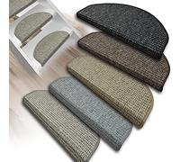 casa pura Marchette pour Escalier - Nez de Marche | Tapis pour Escalier | Moquette Poils Courts Antidérapante | 2 Formes | Carlton - Gris, Demi-Lune (1 pièce)