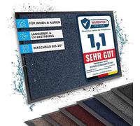 casa pura Paillasson intérieur et extérieur, antidérapant, lavable, pour porte d'entrée, 80 x 120 cm, bleu et noir