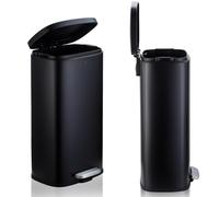 casa pura Poubelle de Cuisine à pédale - Sceau Intérieur Amovible avec poignée - Poubelle INOX Ouverture à mains-libre (Dustin-Noir, 50 Litre)