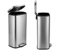 casa pura Poubelle de cuisine, argentée, 30 l, en acier inoxydable, système de tri sélectif des déchets (Dustin)