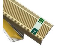 casa pura Profilé d'escalier en aluminium en forme de L 1 pièce, longueur 90 x 3 x 2 cm | Auto-adhésif Nez de marche pour parquet et stratifié angulaire Or