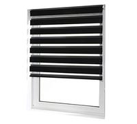 Casa Pura Store double Day & Night avec double fonction - tageslichtdurchlässig et occultant - 8 Tailles | Noir, Tissu, noir, 45 x 150 cm