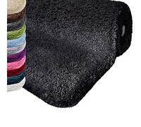 casa pura Tapis de Bain certifié Oeko-Tex 100 - Sortie de Douche Lavable en Machine à Laver, Carpette pour Toilettes Salle de Bain - Ultra-Doux Anti-moisissure Andidérapant (Modèle Sky Noir 50x80cm)