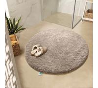 casa pura Tapis de Bain certifié Oeko-Tex 100, Sortie de Douche Lavable en Machine à Laver, Carpette pour Toilettes Salle de Bain - Ultra-Doux Anti-moisissure Andidérapant (Sky Beige Rond 95cm)
