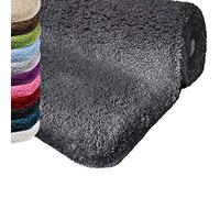 casa pura Tapis de Bain certifié Oeko-Tex 100,Sortie de Douche Lavable en Machine à Laver,Carpette pour Toilettes Salle de Bain,Ultra-Doux Anti-moisissure Andidérapant (Modèle Sky Gris foncé 50x60cm)