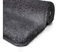 casa pura Tapis de Bain certifié Oeko-Tex 100,Sortie de douche Lavable en machine à laver,Carpette pour Toilettes Salle de Bain,Ultra-Doux Anti-moisissure Andidérapant (Modèle Sky Gris foncé 70x120cm)