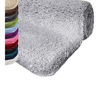 casa pura Tapis de Bain certifié Oeko-Tex 100,Sortie de Douche Lavable en Machine à Laver,Carpette pour Toilettes Salle de Bain,Ultra-Doux Anti-moisissure Andidérapant (Modèle Sky Gris Clair 50x80cm)