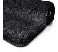 casa pura Tapis de Bain certifié Oeko-Tex 100 - Sortie de Douche Lavable en Machine à Laver, Carpette pour Toilettes Salle de Bain - Ultra-Doux Anti-moisissure Andidérapant (Modèle Sky Noir 70x120cm)