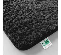 Casa Pura Tapis de bain noir doux et moelleux, aspect shaggy, antidérapant, lavable, 50 x 80 cm